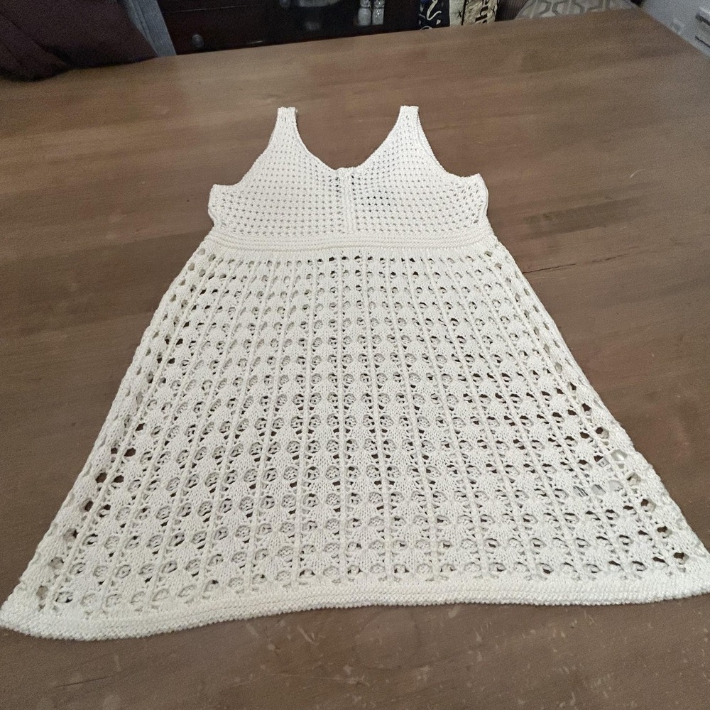 Topshop Cottagecore Womens 4 White Crochet Knit Sleeveless Beach Tank Top Fairy